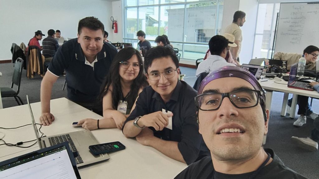 informa-t team at MediaHack 2026: Eric Aguayo, Celina Silva, Juan Pablo Vargas, and Alex Berrones